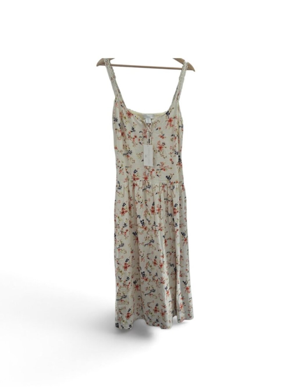 Caroline Constas Cream Floral Cottagecore Linen Blend Maxi Dress Medium